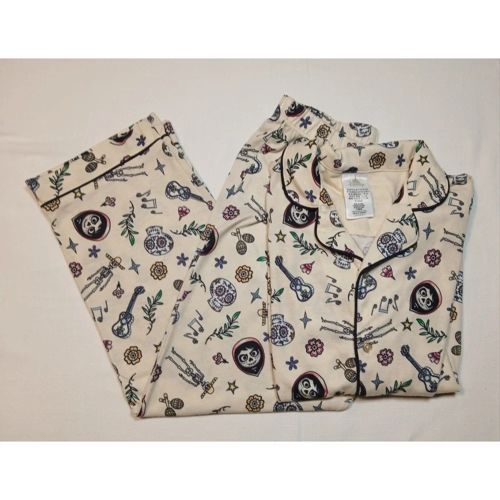 Disney Pixar Coco Kids Pajamas Sleep Set Mixed Size 9/10 Top 7/8 Pants Cream